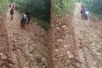 Kondisi kerusakan ruas jalan Pateng–Ndari–Hawir, Kecamatan Macang Pacar, Kabupaten Manggarai Barat, Nusa Tenggara Timur, (NTT) (foto flobamor.com)