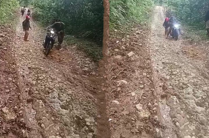 Kondisi kerusakan ruas jalan Pateng–Ndari–Hawir, Kecamatan Macang Pacar, Kabupaten Manggarai Barat, Nusa Tenggara Timur, (NTT) (foto flobamor.com)