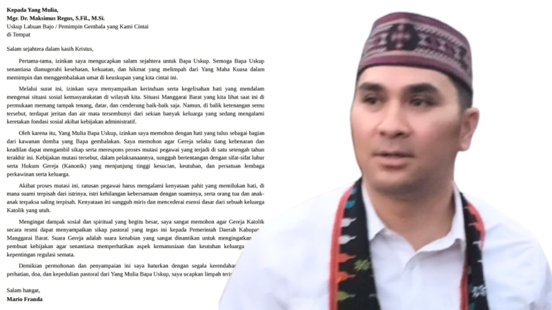 Surat Terbuka untuk Uskup Labuan Bajo Soroti Dampak Mutasi Pegawai di Manggarai Barat, Keluarga Disebut Banyak Terpisah