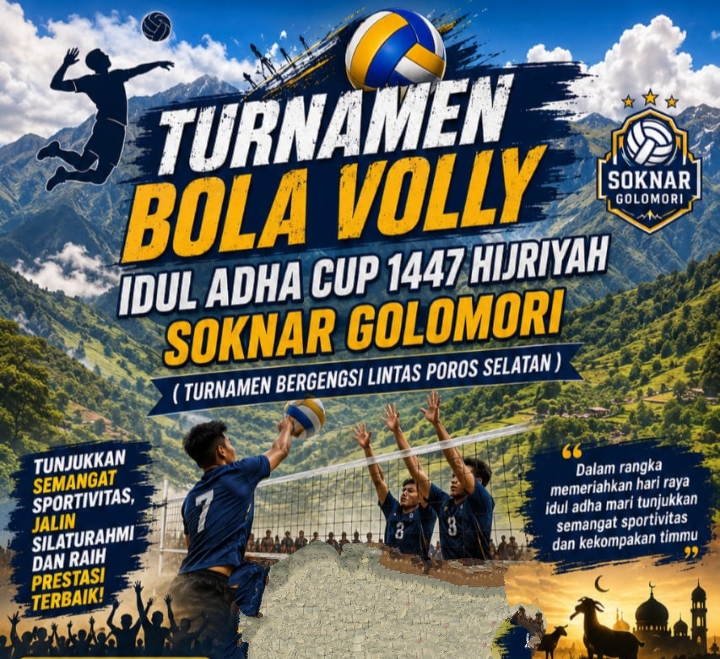 Turnamen Bola Voli Idul Adha Cup 1447 H resmi dijadwalkan bergulir mulai 7 Juni 2026 di Lapangan Sepak Bola Soknar, Golo Mori, Kecamatan Komodo, Kabupaten Manggarai Barat, Nusa Tenggara Timur (Dok.istimewa)
