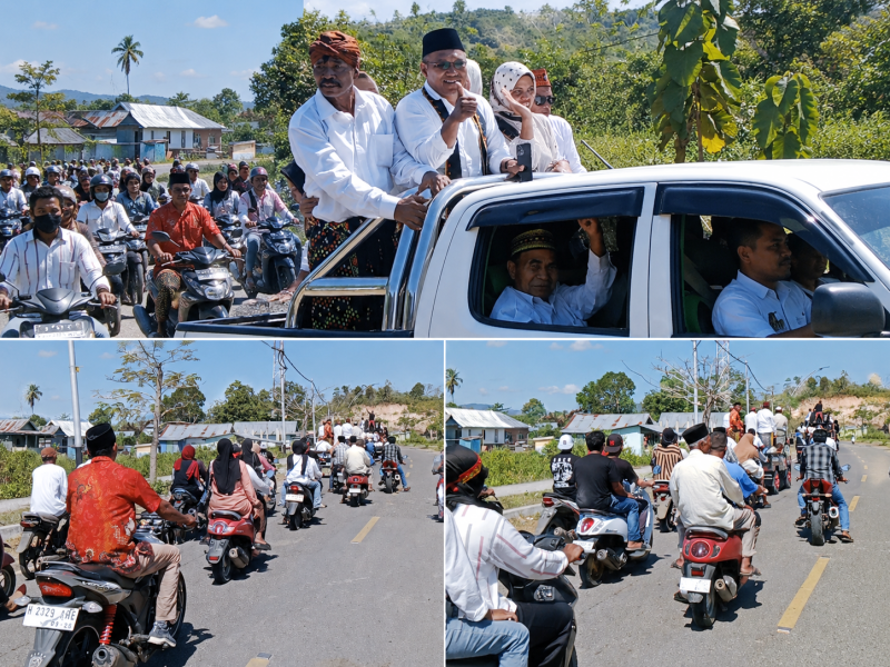 Usai mendaftarkan diri sebagai Calon Kepala Desa Macang Tanggar, Jurae bersama ratusan pendukungnya melakukan konvoi keliling kampung di sejumlah wilayah Desa Macang Tanggar, Rabu (17/6/2026) (Dok.istimewa)