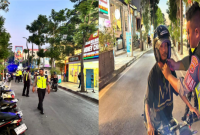 Personil Satlantas Polres Manggarai Barat menindak pengendara yang melanggar aturan lalu lintas dalam operasi penertiban kendaraan di wilayah Labuan Bajo. (Dok.Flobamor.com)