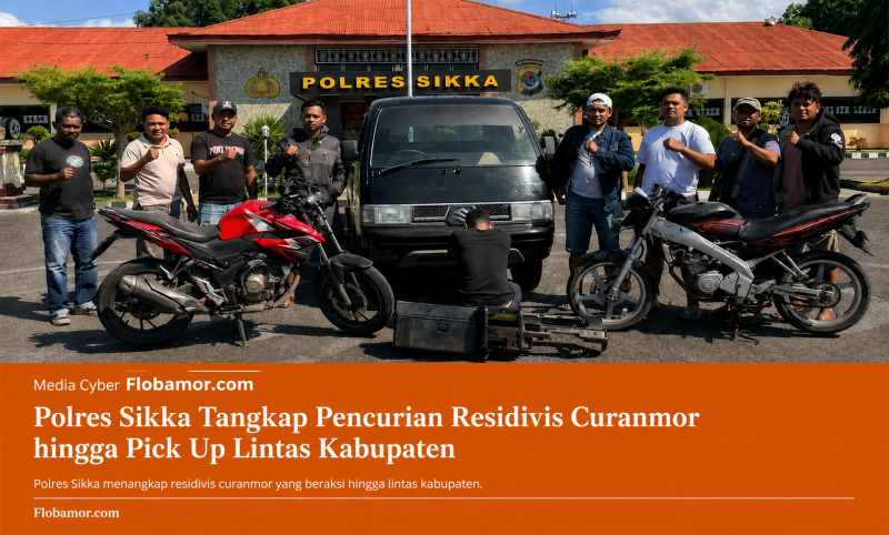 Polres Sikka Tangkap Pencurian Residivis Curanmor hingga Pick Up Lintas Kabupaten (Foto:Dok.Flobamor.com)