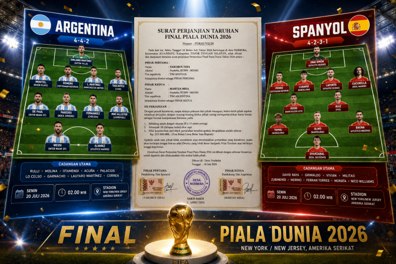Dua Warga Timor Tengah Selatan (TTS) Nusa Tenggara Timur (NTT) Teken Surat Perjanjian Taruhan Final Piala Dunia 2026, yang mempertemukan Timnas Argentina Versus Timnas Spanyol, Tanah dan 18 Ekor Sapi Senilai Rp 215 Juta Jadi Taruhan (foto: Dok. Flobamor.com)