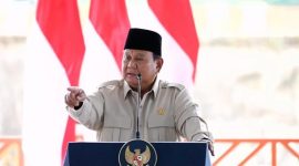 Presiden Prabowo Subianto memberi sambutan saat meresmikan Bendungan Meninting di Desa Bukit Tinggi, Kecamatan Gunungsari, Lombok Barat, NTB, Jumat (10/7/2026). (Foto: Dok. YouTube Setpres Ri