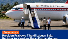 Presiden Republik Indonesia Prabowo Subianto turun dari pesawat kepresidenan setibanya di Bandara Internasional Komodo, Labuan Bajo, Kabupaten Manggarai Barat, NTT, Rabu (26/8/2026). Presiden selanjutnya bertolak menuju Kabupaten Nagekeo untuk meninjau kondisi masyarakat terdampak gempa. (Foto:Doc. Flobamor.com)