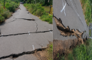 Potret jalan aspal retak di kabupaten Manggarai Timur usai Gempa susulan yang mengguncang wilayah Flores, Minggu (16/8/2026)