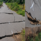 Potret jalan aspal retak di kabupaten Manggarai Timur usai Gempa susulan yang mengguncang wilayah Flores, Minggu (16/8/2026)