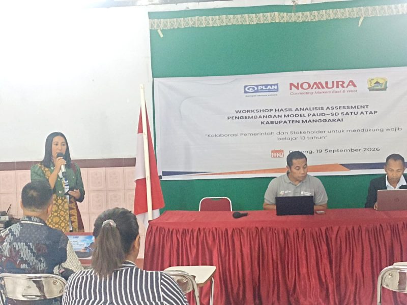 Plan International Indonesia bersama Universitas Katolik Indonesia (UNIKA) Santu Paulus Ruteng dan Dinas Pendidikan, Kepemudaan dan Olahraga (PPO) Kabupaten Manggarai menggelar workshop hasil analisis asesmen pengembangan Model PAUD -SD Satu Atap Kabupaten Manggarai, Sabtu (19/9/2026), di Aula St. Aloisius Efata Ruteng. Foto: Doc.isth)
